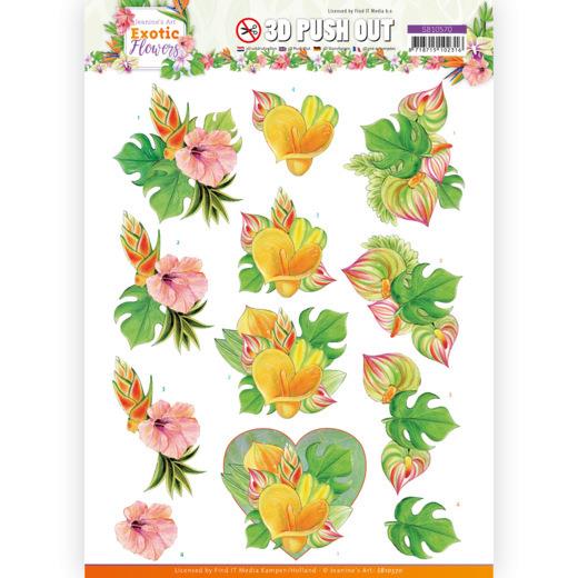 3D-Stanzbogen - Jeaninnes Art - Exotic Flowers - Orange Blumen 