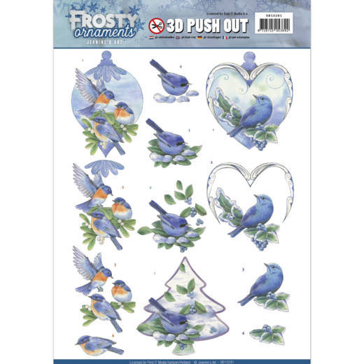 3D-Stanzbogen - Jeaninnes Art - Frosty Ornaments - Blaue Vögel 