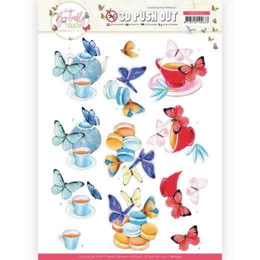 3D-Stanzbogen - Jeaninnes Art - Schmetterlings Touch - Blaue Schmetterlinge 