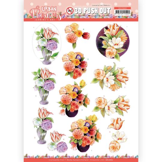 3D-Stanzbogen - Jeaninnes Art - Urban Flowers - Vase mit Blumen 