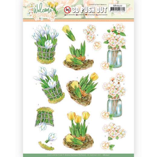 3D-Stanzbogen - Jeaninnes Art - Welcome Spring - Gelbe Tulpen 