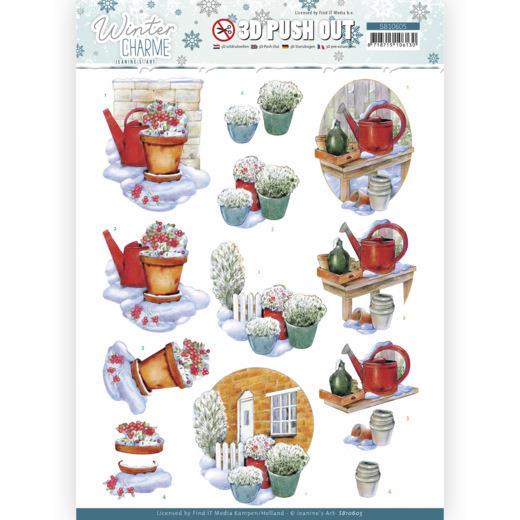 3D-Stanzbogen - Jeaninnes Art - Winter Charme - Giesskanne 