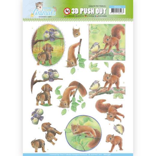 3D-Stanzbogen - Jeaninnes Art - Young Animals - Im Wald 