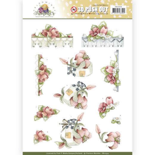 3D-Stanzbogen - Precious Marieke - Blooming Summer - Rote Sommer Blumen 