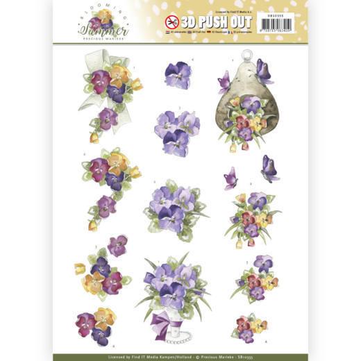 3D-Stanzbogen - Precious Marieke - Blooming Summer - Sommer-Stiefmütterchen 