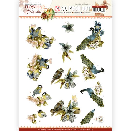 3D-Stanzbogen - Precious Marieke - Flowers and Friends - Blaue Blumen 