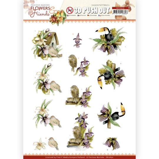 3D-Stanzbogen - Precious Marieke - Flowers and Friends - Blumen auf Zweig 