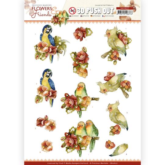 3D-Stanzbogen - Precious Marieke - Flowers and Friends - Blumen auf Zweig 