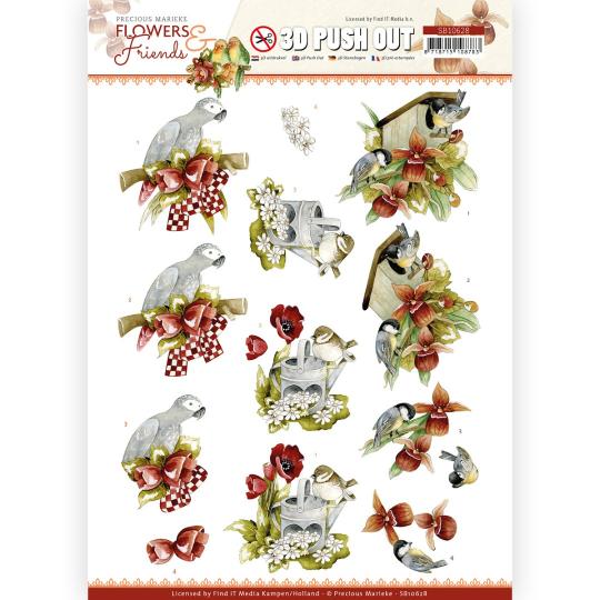 3D-Stanzbogen - Precious Marieke - Flowers and Friends - Rote Blumen 