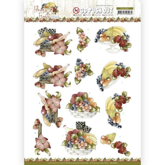 3D-Stanzbogen - Precious Marieke - Flowers and Fruits - Blumen & Bananen 