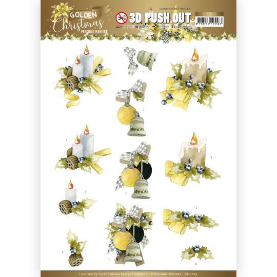3D-Stanzbogen - Precious Marieke - Golden Christmas - Weihnachtskerzen 