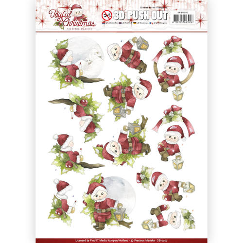 3D-Stanzbogen - Precious Marieke - Joyful Christmas - Weihnachtsmann auf Zweig 