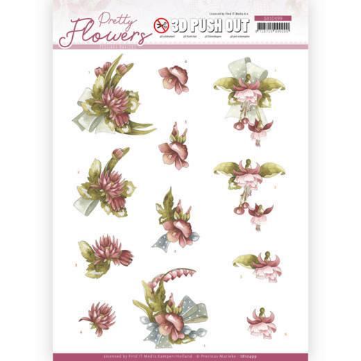 3D-Stanzbogen - Precious Marieke - Pretty Flowers - Rote Blumen 