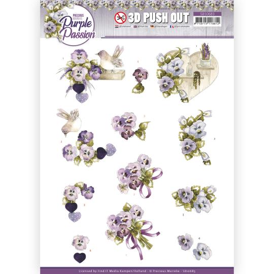 3D-Stanzbogen - Precious Marieke - Purple Passion - Lila Veilchen 