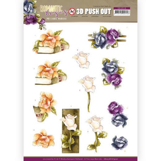 3D-Stanzbogen - Precious Marieke - Romantic Roses - Mehrfarbige Rosen 