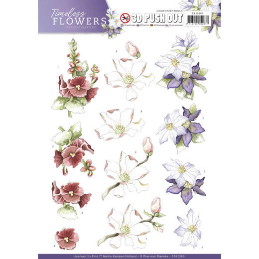 3D-Stanzbogen - Precious Marieke - Timeless Flowers - Gartenblumen 