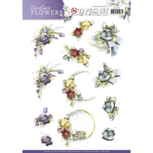 3D-Stanzbogen - Precious Marieke - Timeless Flowers - Veilchen 