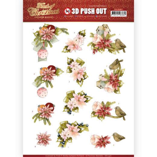 3D-Stanzbogen - Precious Marieke - Touch of Christmas - Pinke Blumen 