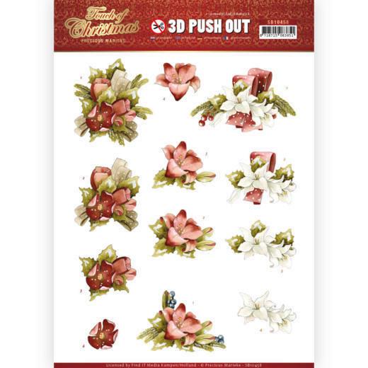 3D-Stanzbogen - Precious Marieke - Touch of Christmas - Rote Blumen 