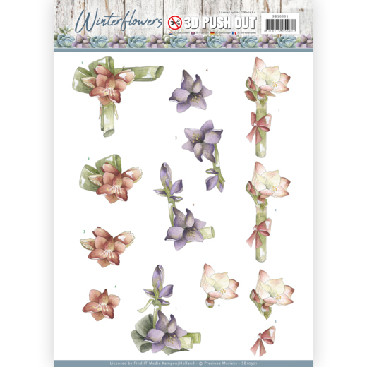 3D-Stanzbogen - Precious Marieke - Winter Flowers - Amaryllis 