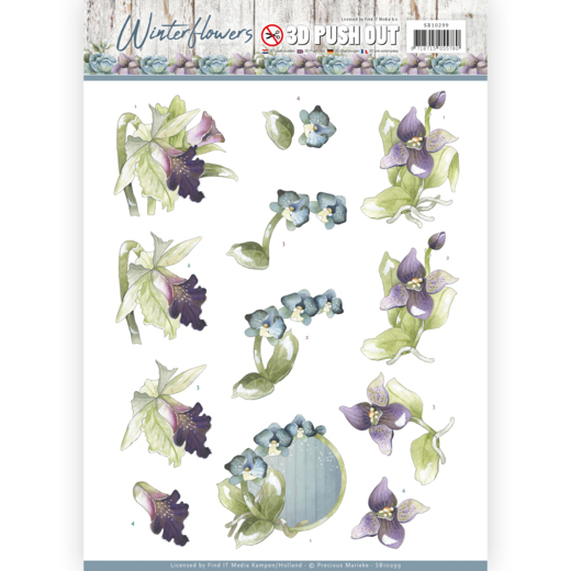 3D-Stanzbogen - Precious Marieke - Winter Flowers - Orchidee 