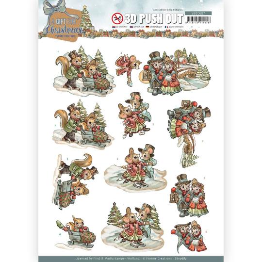 3D-Stanzbogen - Yvonne Creations - A Gift for Christmas - Schneespass 