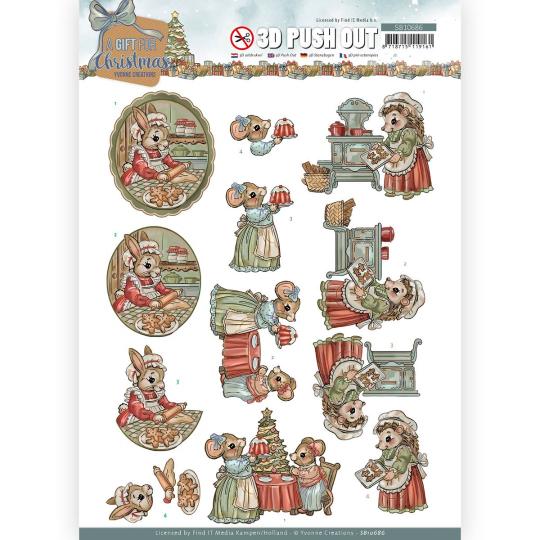 3D-Stanzbogen - Yvonne Creations - A Gift for Christmas - Weihnachtsbacken 