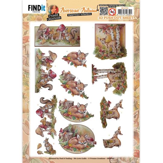 3D-Stanzbogen - Yvonne Creations - Awesome Autumn - Fuchs 