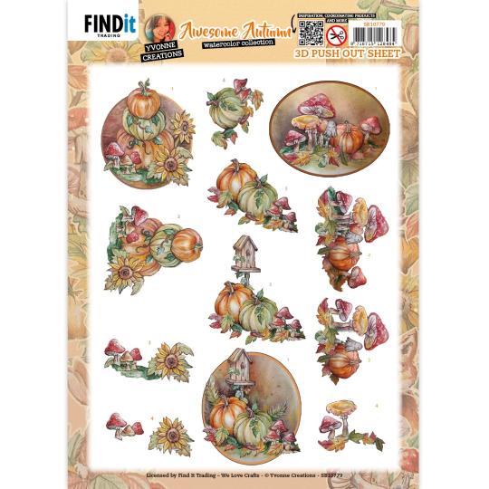 3D-Stanzbogen - Yvonne Creations - Awesome Autumn - Kürbis 