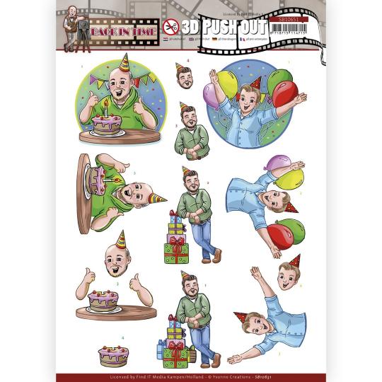 3D-Stanzbogen - Yvonne Creations -Big Guys - Back in Time - Party 
