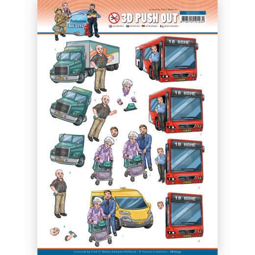 3D-Stanzbogen - Yvonne Creations - Big Guys Professions - Bus Fahrer 