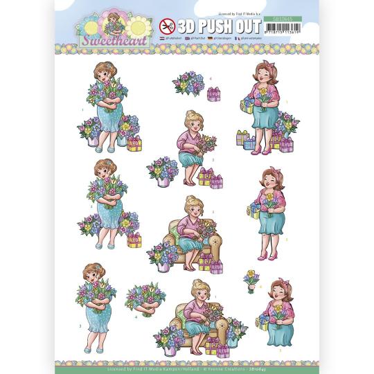 3D-Stanzbogen - Yvonne Creations -Bubbly Girls Sweetheart - Blumen & Geschenke 