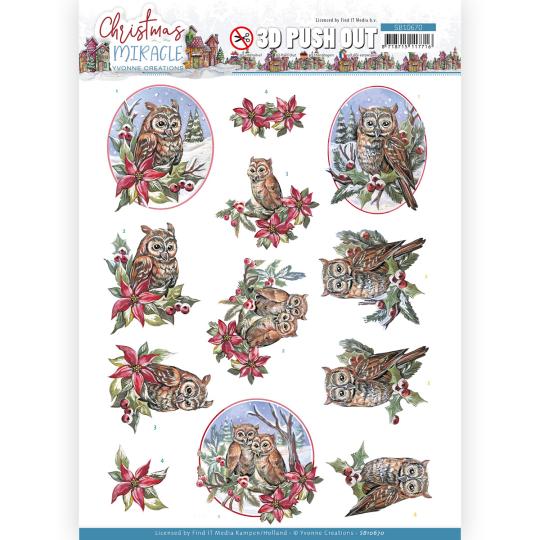 3D-Stanzbogen - Yvonne Creations - Christmas Miracle - Weihnachts Eule 