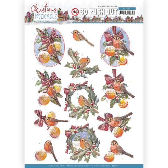 3D-Stanzbogen - Yvonne Creations - Christmas Miracle - Weihnachts Vogel 