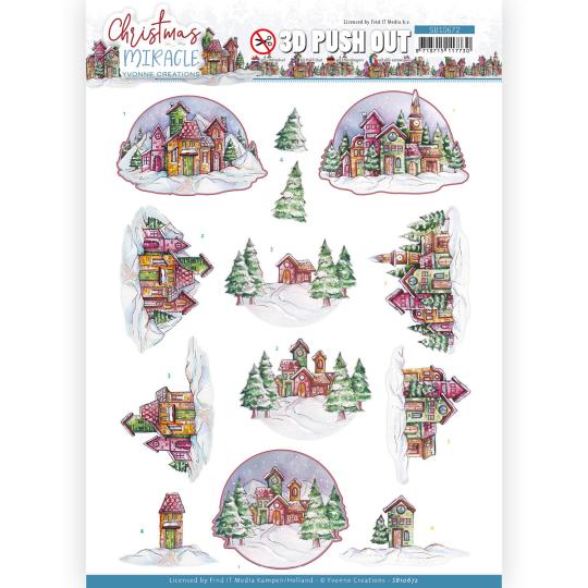 3D-Stanzbogen - Yvonne Creations - Christmas Miracle - Weihnachtsdorf 