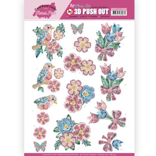 3D-Stanzbogen - Yvonne Creations - Floral Pink - Kitchy Blume 