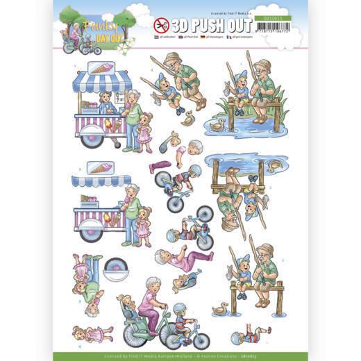 3D-Stanzbogen - Yvonne Creations - Funky Hobbies - Angeln & Fahrrad fahren 