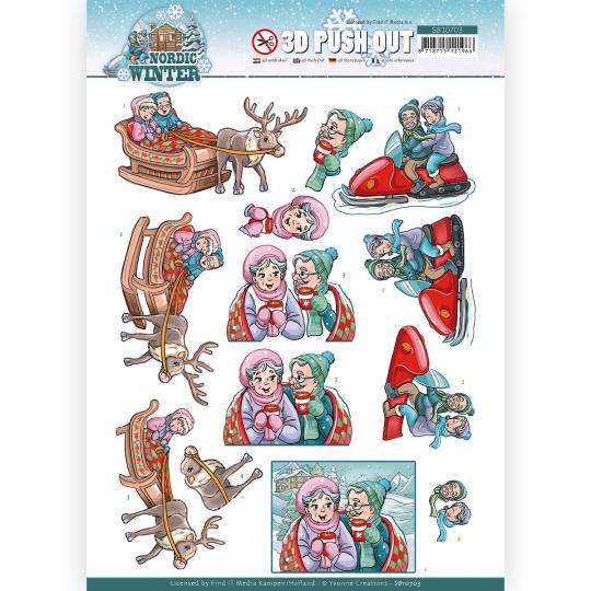 3D-Stanzbogen - Yvonne Creations - Funky Nanna – Nordic Winter - Auf dem Weg 
