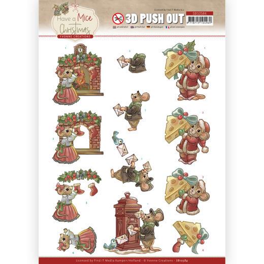 3D-Stanzbogen - Yvonne Creations - Have a Mice Christmas - Weihnachtskarten 
