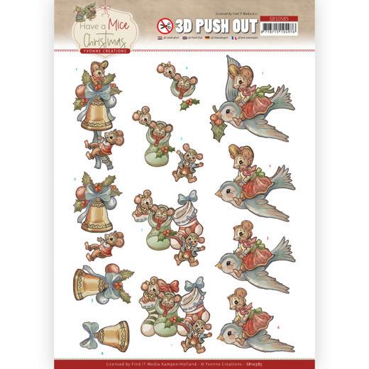 3D-Stanzbogen - Yvonne Creations - Have a Mice Christmas - Weihnachtssocke 