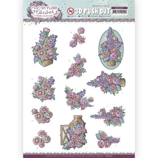 3D-Stanzbogen - Yvonne Creations - Stylisch Flowers - Blumen Arrangement 