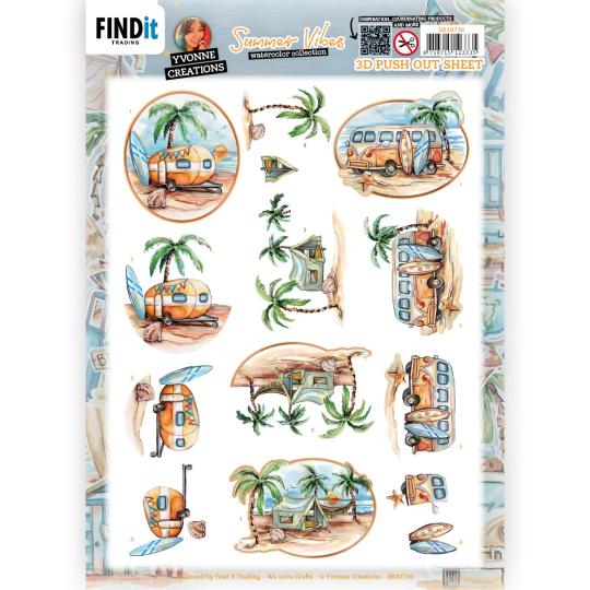 3D-Stanzbogen - Yvonne Creations -Summer Vibes - Camping 