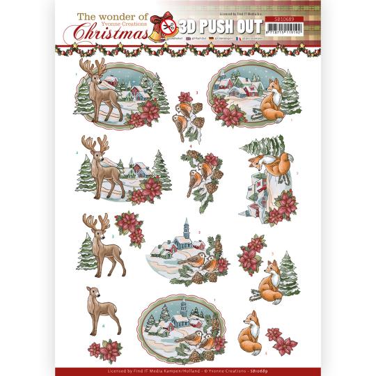 3D-Stanzbogen - Yvonne Creations - The Wonder of Christmas - Wundervolles Dorf 