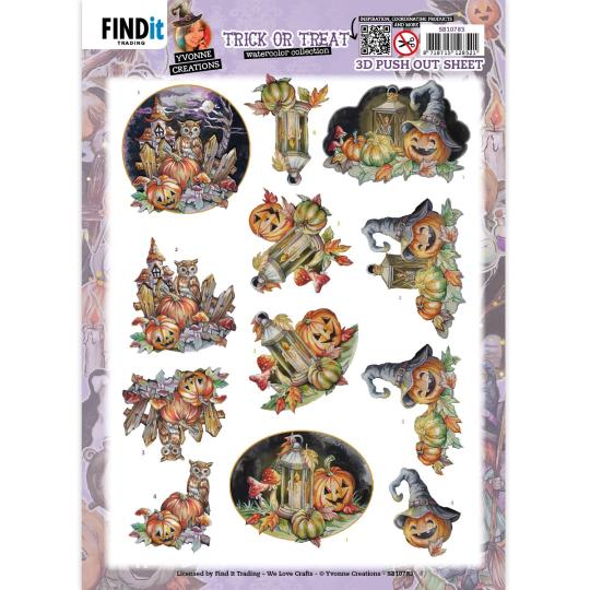 3D-Stanzbogen - Yvonne Creations - Trick or Treat - Halloween Kürbis 