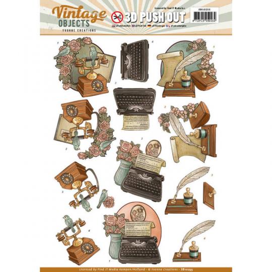 3D-Stanzbogen - Yvonne Creations - Vintage Objects -Vintage Kommunikation 