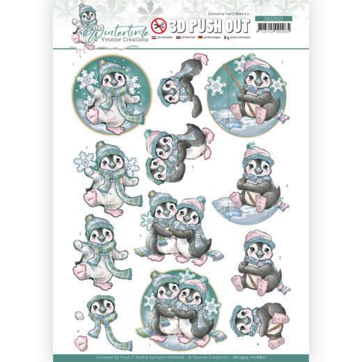 3D-Stanzbogen - Yvonne Creations - Winter Time - Pinguin 