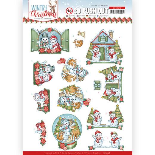 3D-Stanzbogen - Yvonne Creations - Wintry Christmas - Weihnachts Haus 