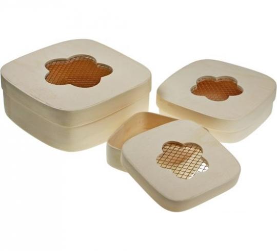 3er Set Potpourri-Box Blume mit Metallgitter 