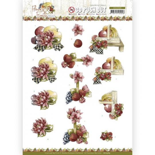 3D-Stanzbogen - Precious Marieke - Flowers and Fruits - Blumen & Äpfel 