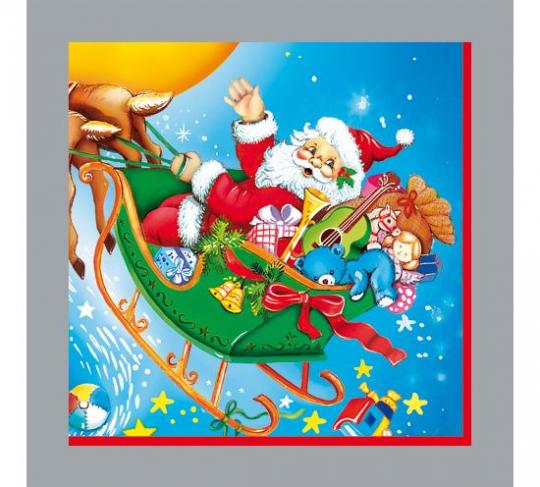 4 Servietten Weihnachten Rentiergespann mit Santa 